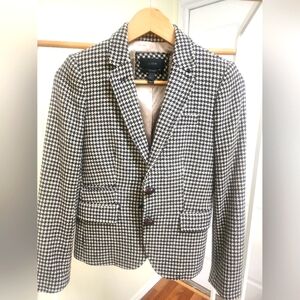 J.Crew size 00 Schoolboy 100% Wool Balck &White Houndstooth Tweed Blazer